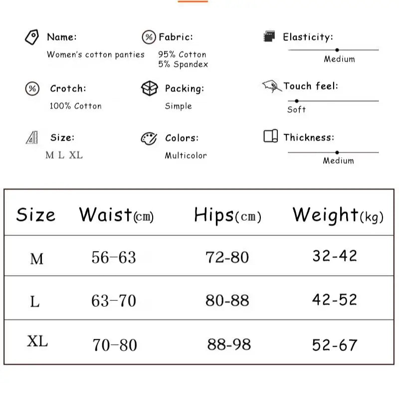 5Pcs/set Cotton Panties for Women Girl Briefs Underwear Plus Size Cute Soft Short Pantys Sexy Lingerie Female Ladies Underpants