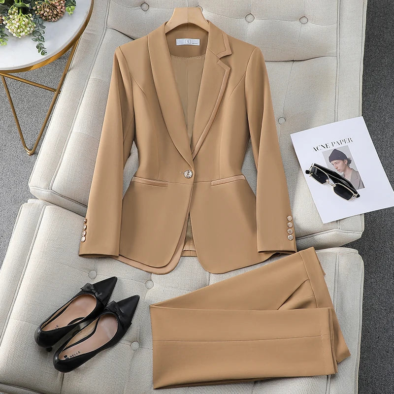 ZJYT Clearance Blazers for Woman New Outerwear Women's jackets Coat Elegant Suits Femme Formal Clothes Autumn Office Wear Blue