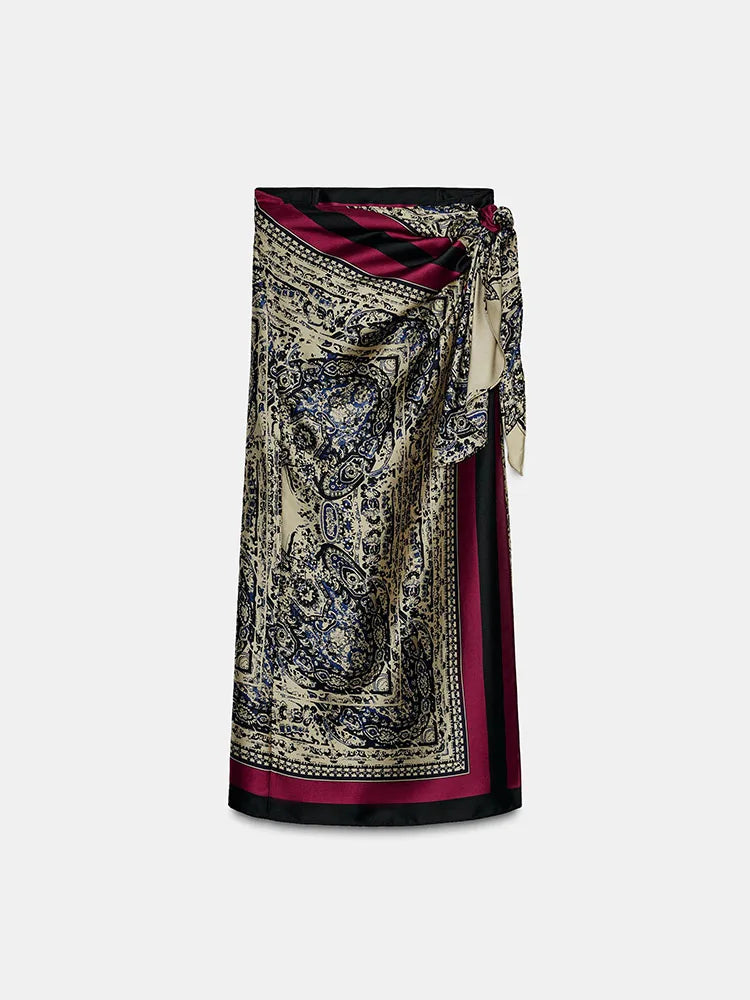 Autumn New Arrival ZA2025 Women's Faionable Versatile Paisley Wrap Skirt f-length Skirt 90700 330 Ethnic Stage Costume