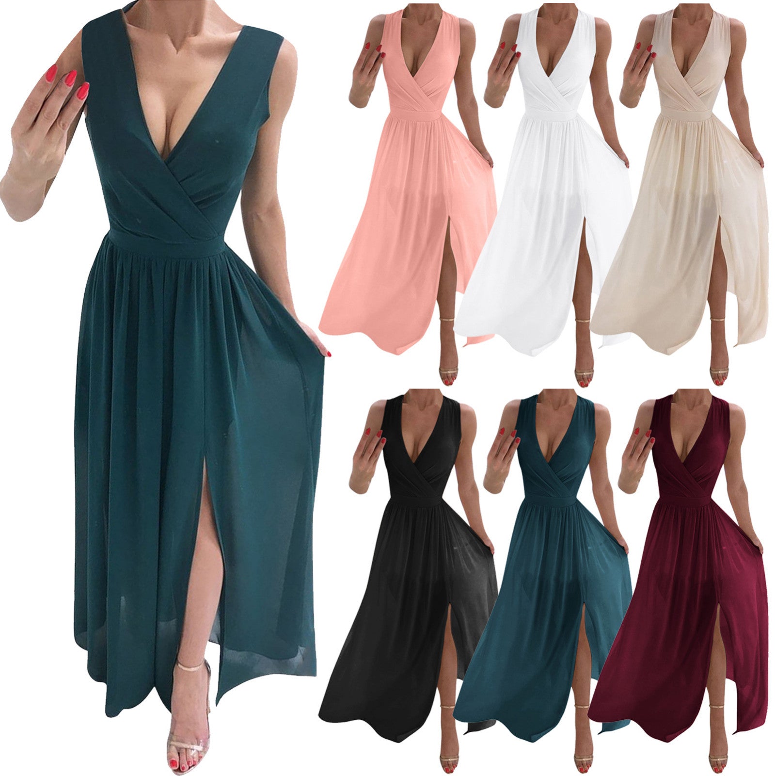 Sexy Women Dresses Outfits 2023 Plus Size Beach V-neck Dresses Summer Party A-line Midi Formal Dresses Women's Clothing 원피스