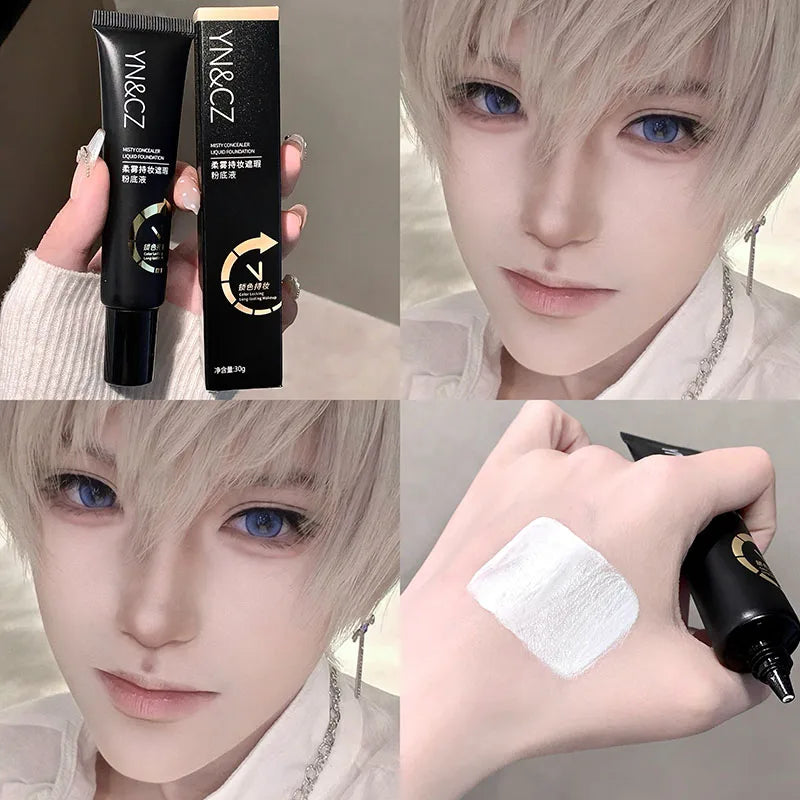 White Liquid Foundation for Halloween Goth Makeup Waterproof Full Coverage White Foundation Cosplay High Concealer Face Paint