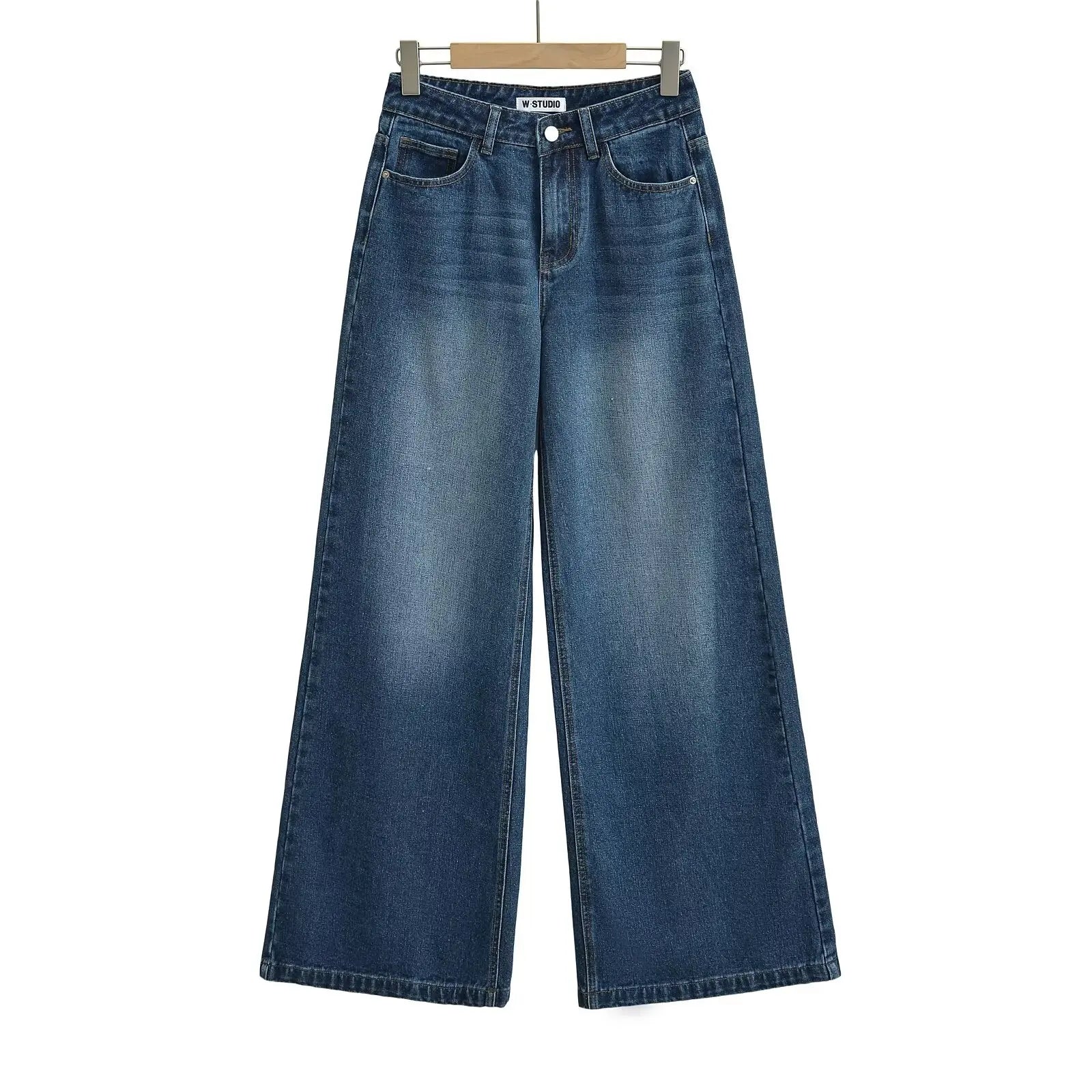 Women's Denim Pants Baggy Jeans Y2k Vintage Flared Wide New Low Waist Rise Oversize Pant Harajuku Fashion Woman Trousers