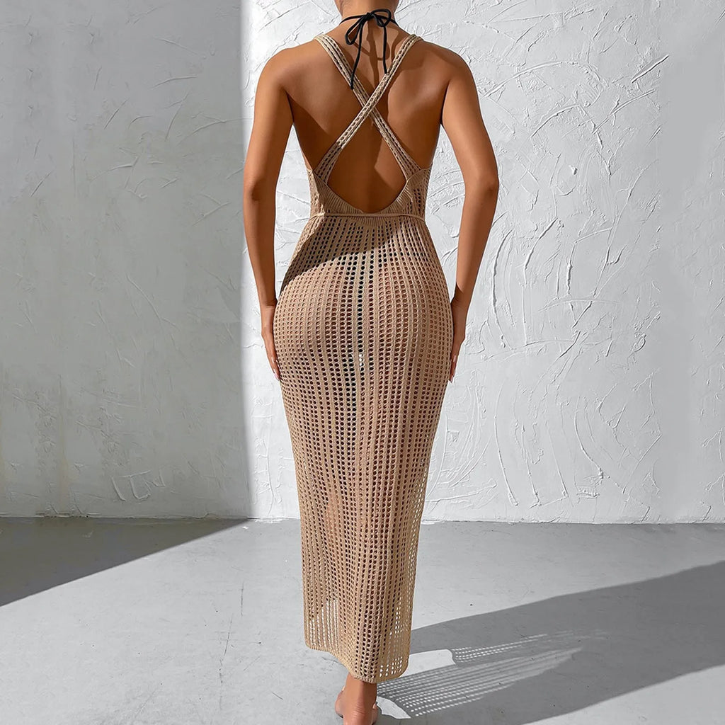 Sarong Beach Wrap Tunics Sexy Beach Bikini Cover-Ups Women Swimwear Dress Cover up Fishnet Crochet Swimsuit Saida De Praia