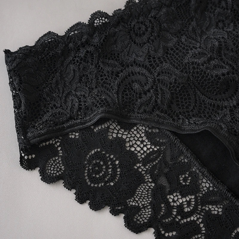 6PCS/Set Middle Waist Hollow Out Floral Lace Cotton Panties Women Briefs Sexy Lingerie Female Underwear Ladies Soft Underpants