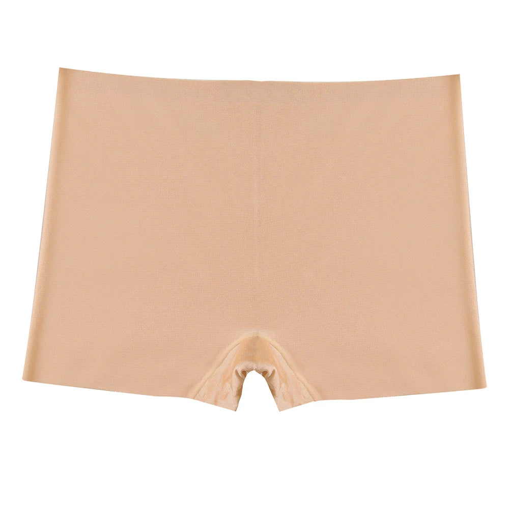 WarmSteps Women's Boxers Female Boyshorts Solid Ice Silk Woman Panties Seamless Lingerie Cotton Crotch Safty Shorts XS-L EU Size