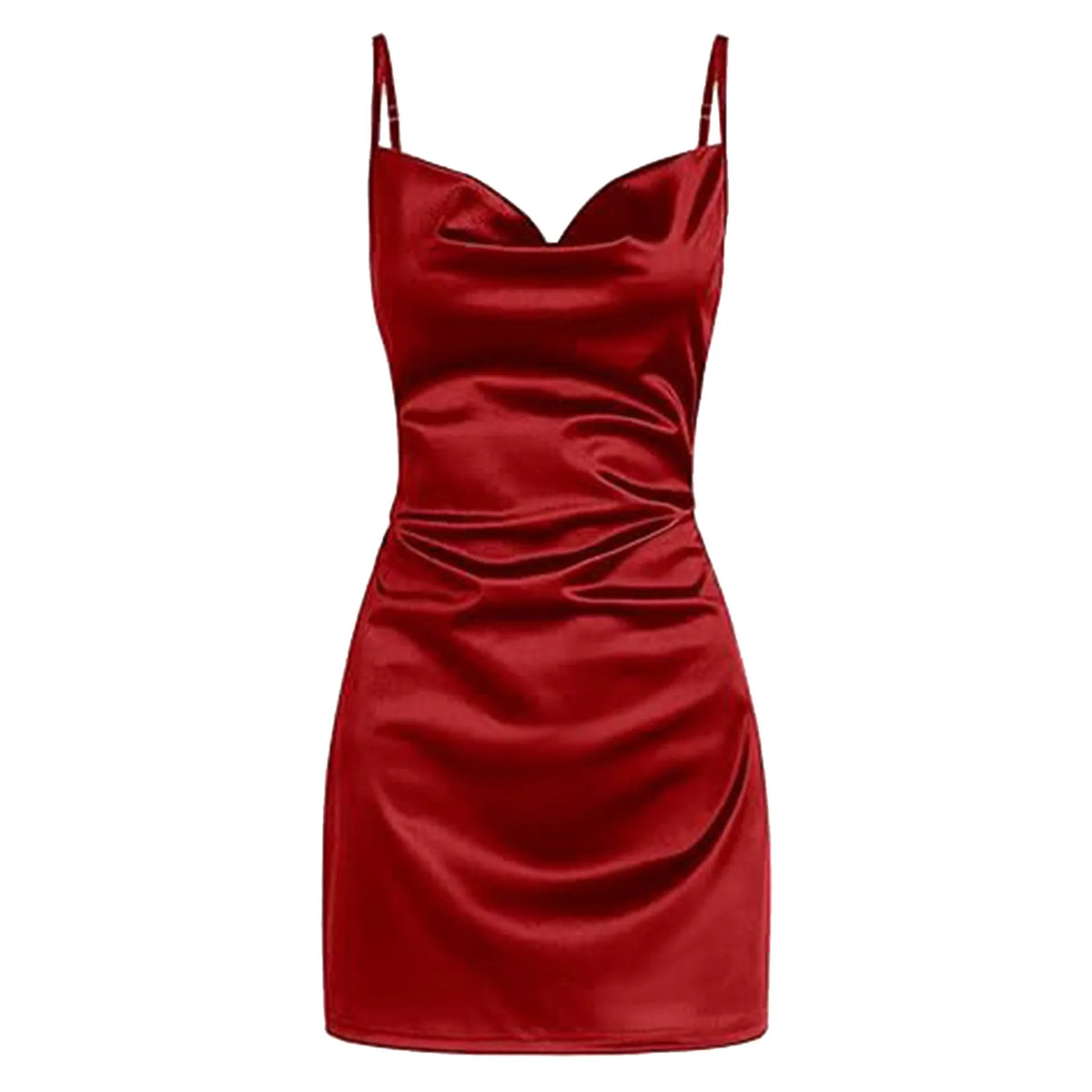 Satin Slip Dress Women Silk Low Cut Smocked Solid Color Party Dresses Cowl Neck Backless Mini Dress Nightclub Short Vestidos
