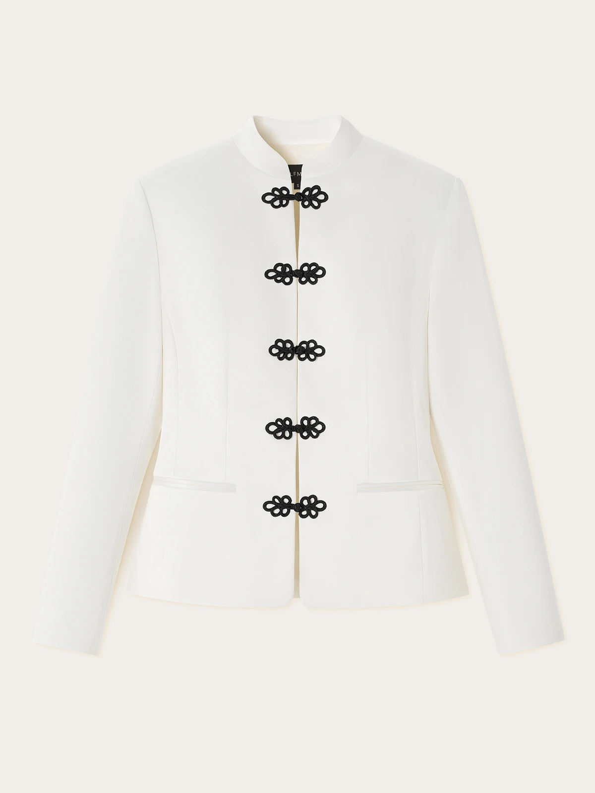 DFDG Women's Spring Summer Satin Mandarin Collar Knot Button Blazer Chic Formal Casual Wear 2026 Trendy Feminine Fashion Coat