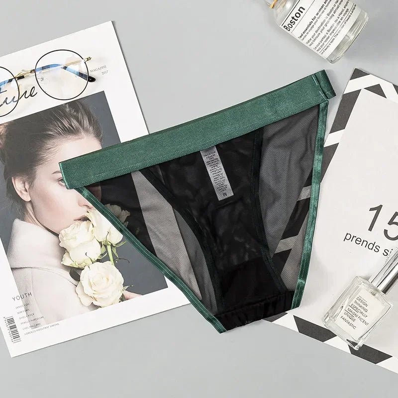 Women Sexy Mesh Transparent Panties Gauze Lace Lingeries Female Soft Solid Color Briefs Underpants Lenceria Para Damas Lingerie