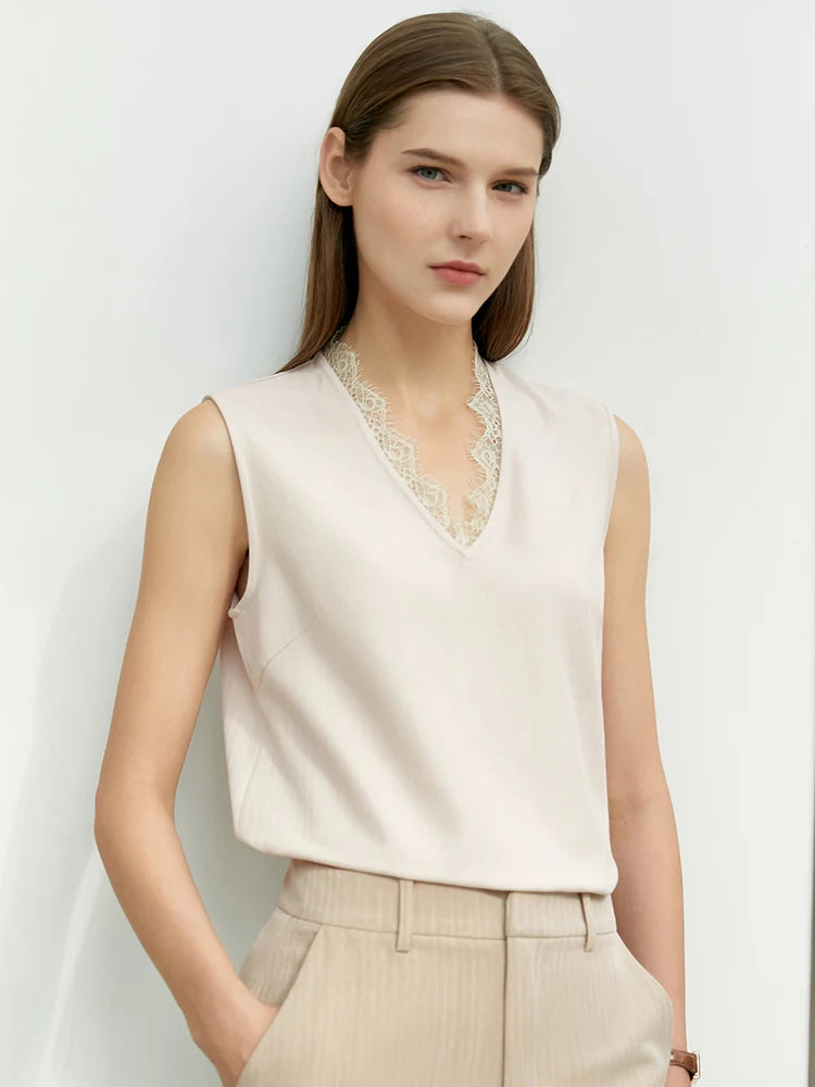 Amii Minimalism Autumn Office Lady Blazer Women Jacket Lace V-neck Tank Tops High Waist Pants Separately Female Blazers 12060909