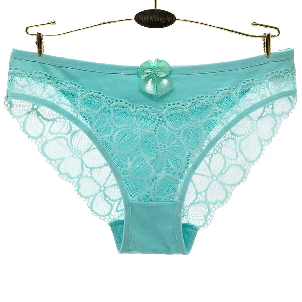 Women Panties Underwear Cotton Sexy Flower Lace Hollowed Low Rise Girls Briefs Ladies Knickers for Women 5 Pcs/lot