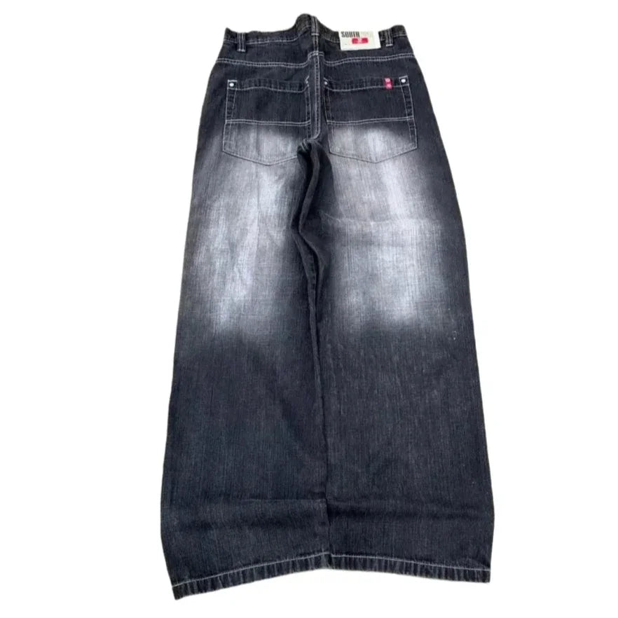 American Street Fashion Trend Big Pocket Loose Jeans Women Harajuku Y2K New Hip Hop Vintage Oversized Jeans Unisex Mopping Jeans