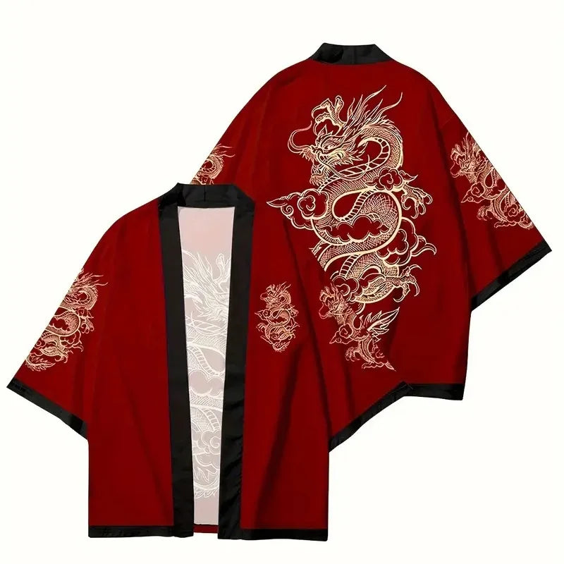 2024 New Japanese Cat Print Kimono Female Male Japanese Haoli Street Wear Cardigan Yukata Cosplay Samurai Street Fashion