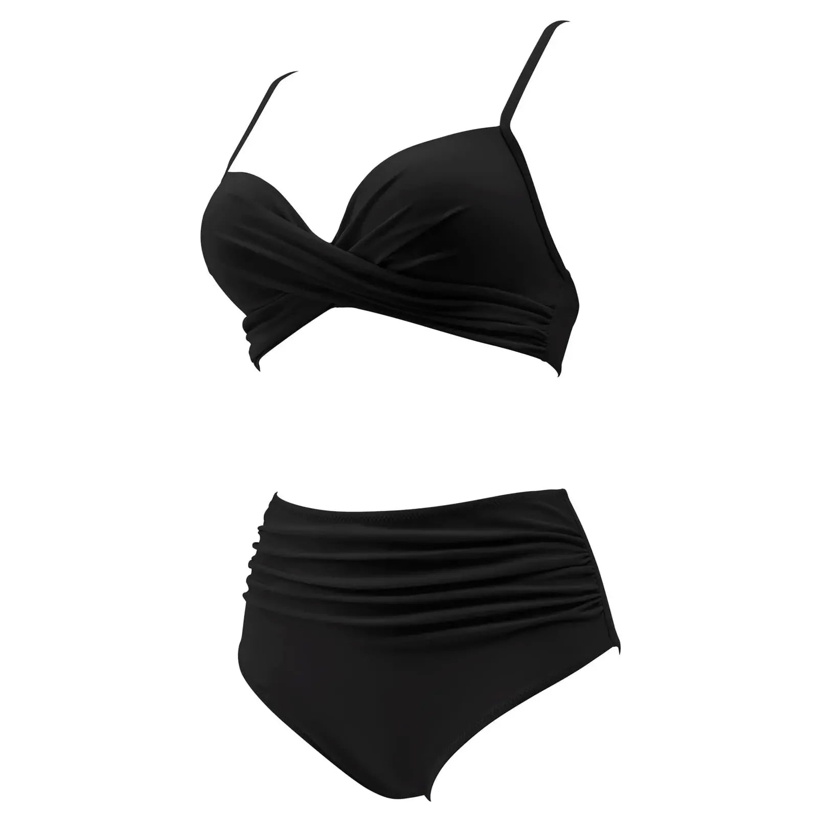 Slimming High Waist Bikini Set Women's Multi-Color Hard Bag Gathered Bikini Ideal for plus Size Swimsuits And Beachwear