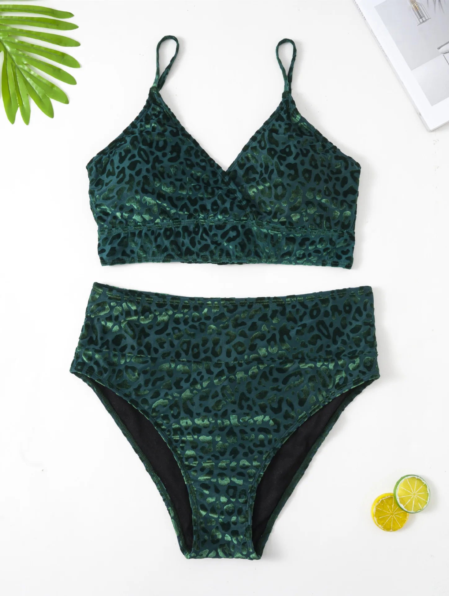 Large Size 4XL Women Leopard Swimsuit Sexy V Neck Backless Bikini Set High Waist Swimwear Push Up Beachwear Bathing Suit Tankini