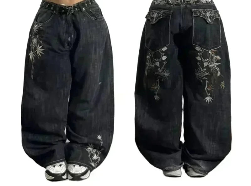 American Street Fashion Trend Big Pocket Loose Jeans Women Harajuku Y2K New Hip Hop Vintage Oversized Jeans Unisex Mopping Jeans
