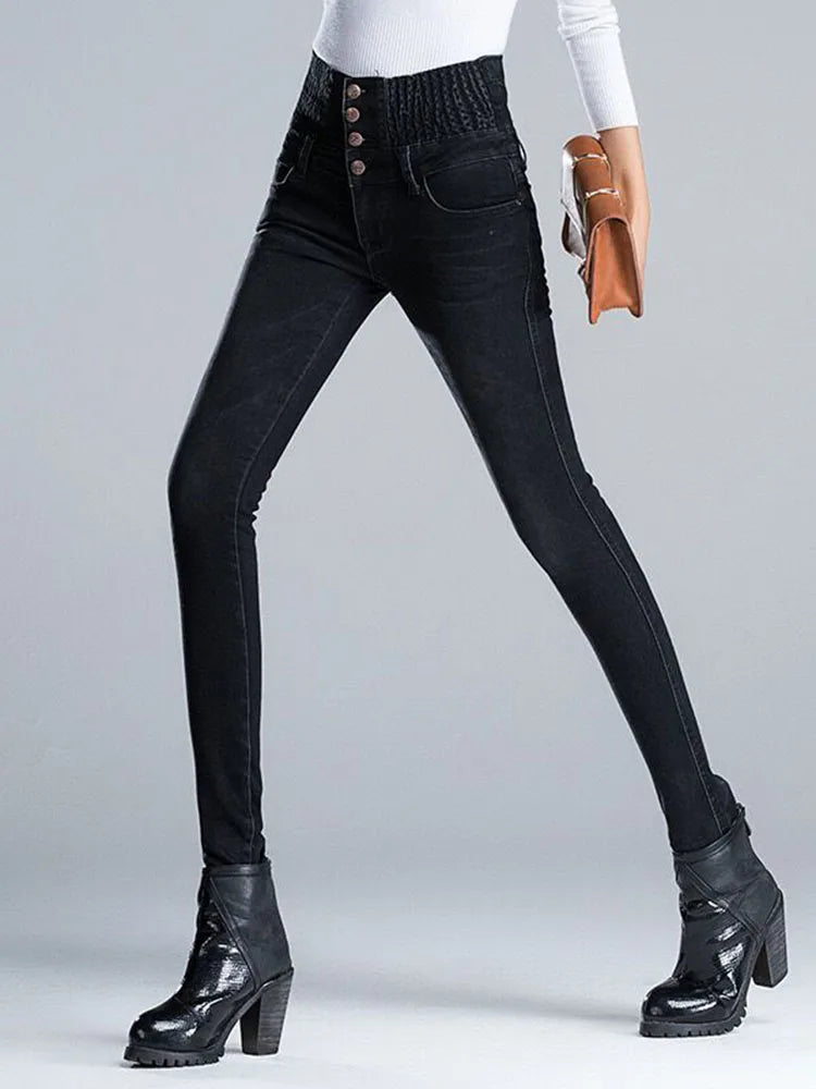 Skinny High Waist Pencil Jeans Women Oversize 40 Korean Casual Stretch Denim Pants Spring Fall Streetwear New Chic Vaqueros 2024
