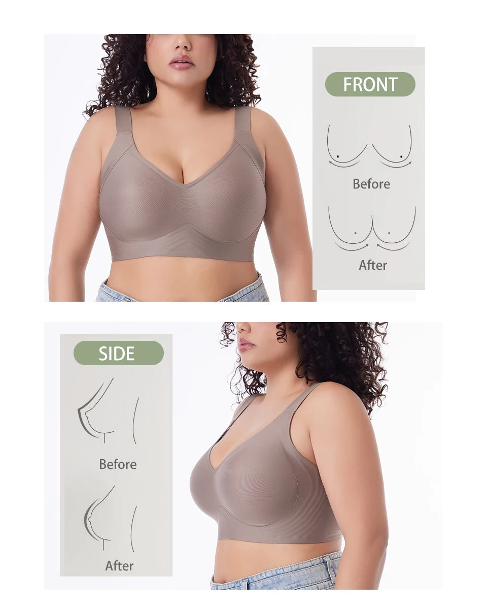FallSweet Wireless Push Up Bra for Women Plus Size Thin Cup Sports Bras Breathable Comfortable Underwear Sexy Lingerie M-6XL