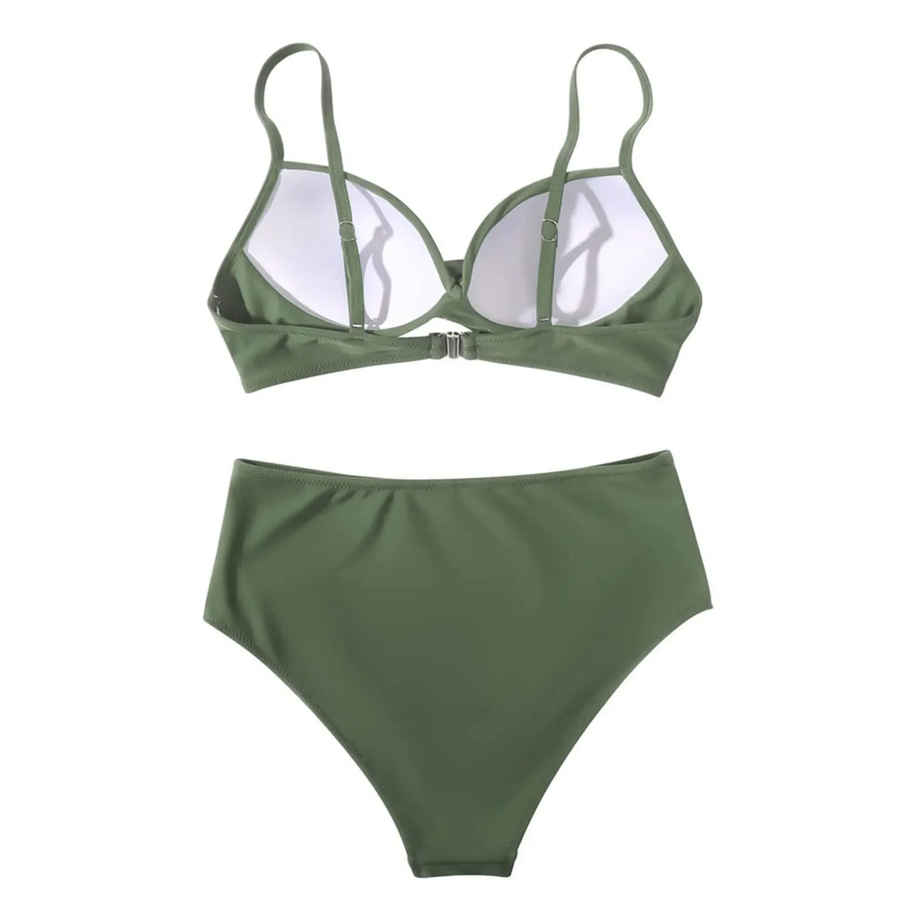 Slimming High Waist Bikini Set Women's Multi-Color Hard Bag Gathered Bikini Ideal for plus Size Swimsuits And Beachwear