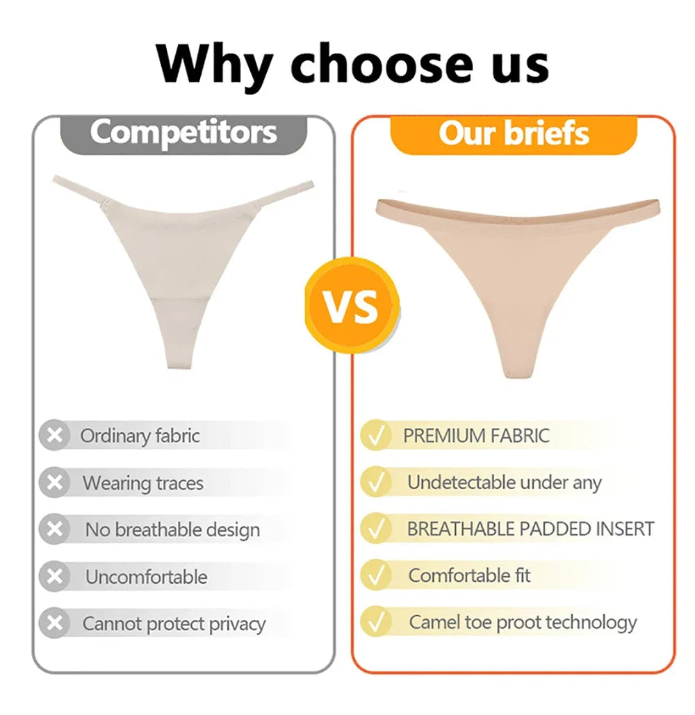 2Pcs Anti Camel Toe Panties Cameltoe Proof Panty Lines Concealer Cover Seamless Underwear for Leggings Gym