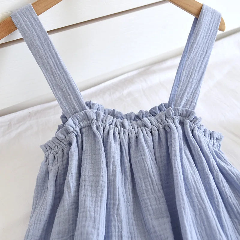 Fdfklak Pijamas Sexy Mujer Summer Sleeveless Gauze Cotton Women's 2 Piece Set Pyjamas Elegant New Soft Home Nightwear
