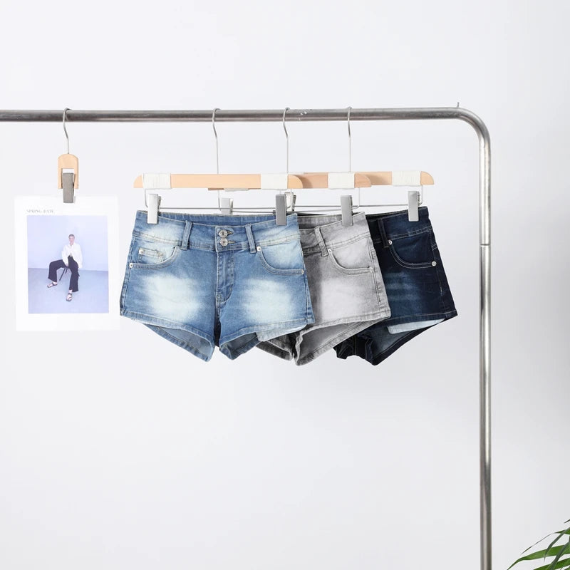 Summer Sexy Woman Denim Mini Pants Slim Low Waist Pockets Straight Short Jeans 2026 New Fashion High Street Women's Trousers