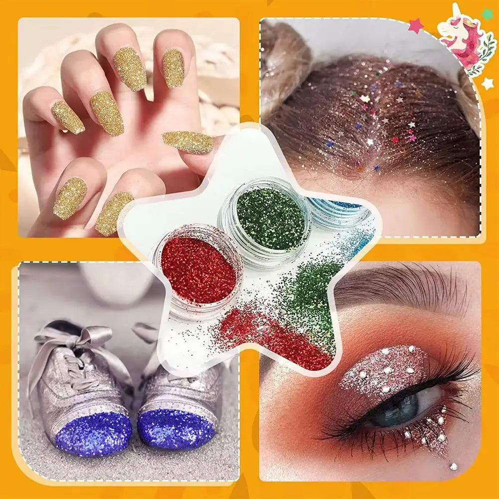 36 colors Colorful Glitter Temporary Tattoo Set Glitter Powder Makeup Brush Tattoo Glue Tattoo Party Face Body Art Kits For Kids