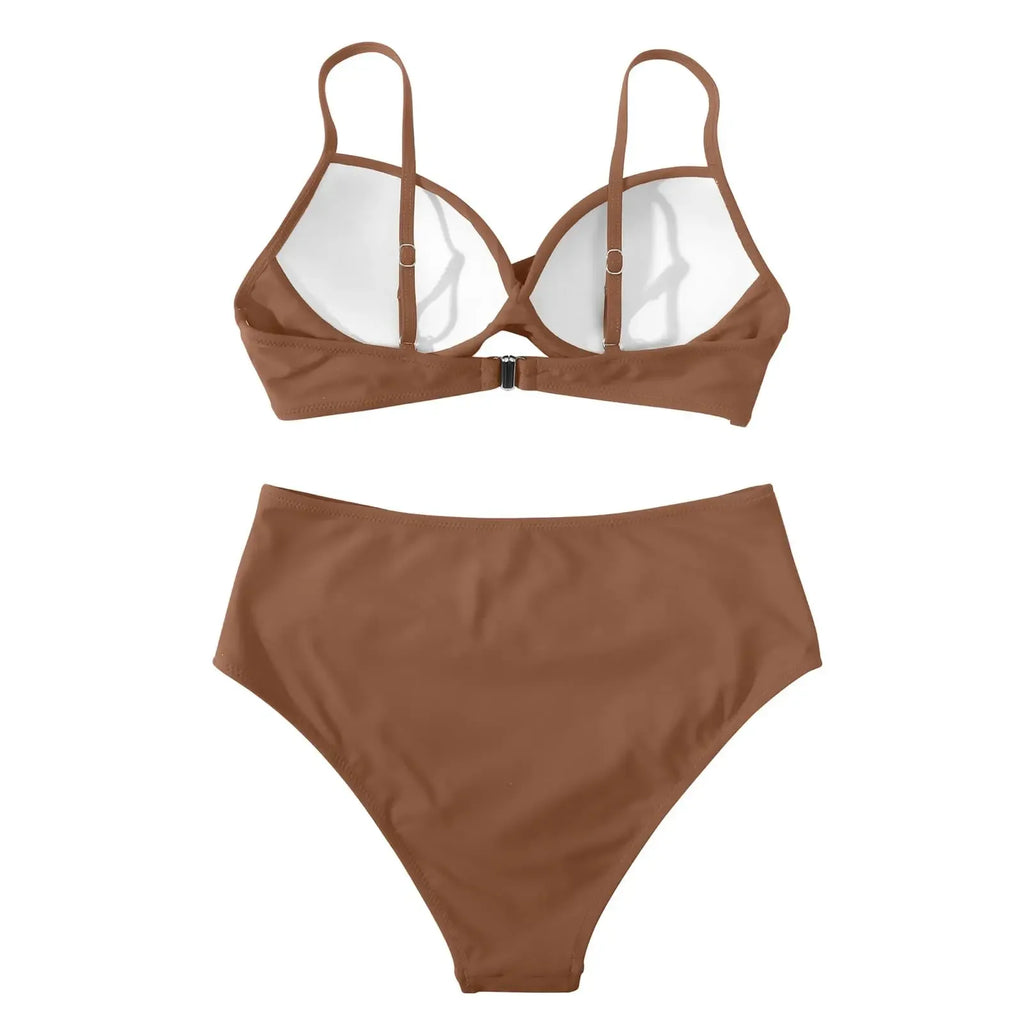 Slimming High Waist Bikini Set Women's Multi-Color Hard Bag Gathered Bikini Ideal for plus Size Swimsuits And Beachwear