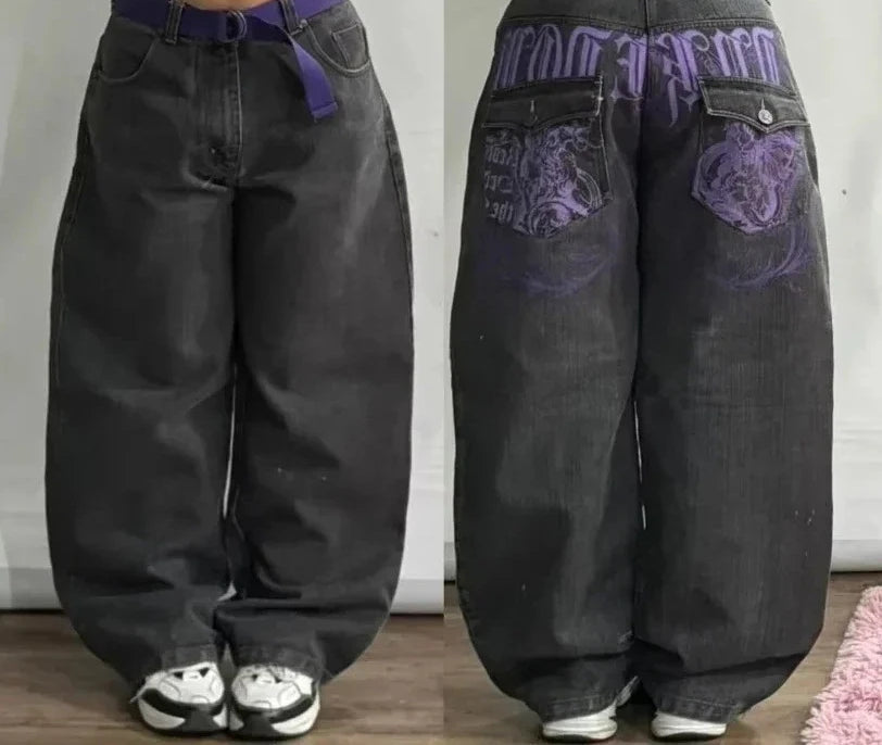 American Street Fashion Trend Big Pocket Loose Jeans Women Harajuku Y2K New Hip Hop Vintage Oversized Jeans Unisex Mopping Jeans