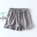 Women Summer Shorts Cotton Double-layer Gauze Sleep Bottoms Thin Loose-fitting Pajama Pants Home Pants Solid Sleep Shorts