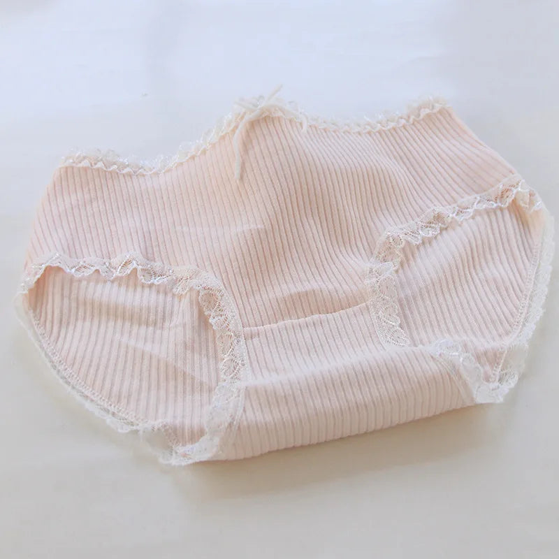 5Pcs/Set Lace Edge Underwear Women Cotton Panties Female Underpants Sweet Girls Briefs Breathable Soft Shorts Sexy Lingerie