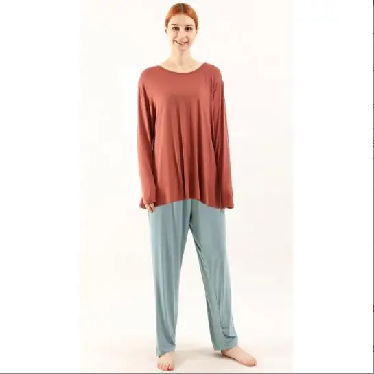 Novelty Loose Pajama Set 2pcs Bamboo Fiber Pyjama Set Women High Elasticity Sleepwear Nightwear Casual Home Clothes Pijama