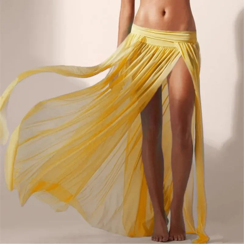 Beach Skirt Elastic Waist Bikini Blouse Swimsuit Jacket Women's Gauze Skirt Seaside Holiday Leisure 2024 New Spring and Summer