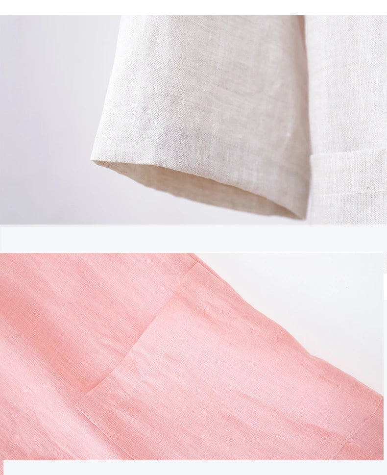 70% Cotton 30% Linen Kimono Bathrobe Nightgown 2025 New Loose Men And Women Dressing Gown Sleepwear Nightwear Solid Hotel Robe