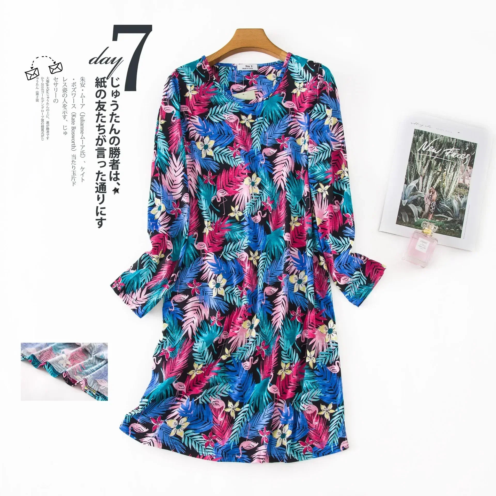 Knitted Cotton Women Plus Size Lingere Nightgown Loose Nightdress Long Sleeve Night Gown Cute Cartoon Home Dress Sexy Sleepwear