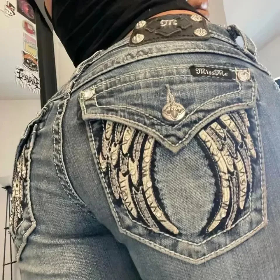 Gothic Hot Sweetheart Jeans Y2K Clothes Hip Hop Love Letter Graphic Retro Baggy Jeans Smart Casual High Waist Wide Leg Trousers