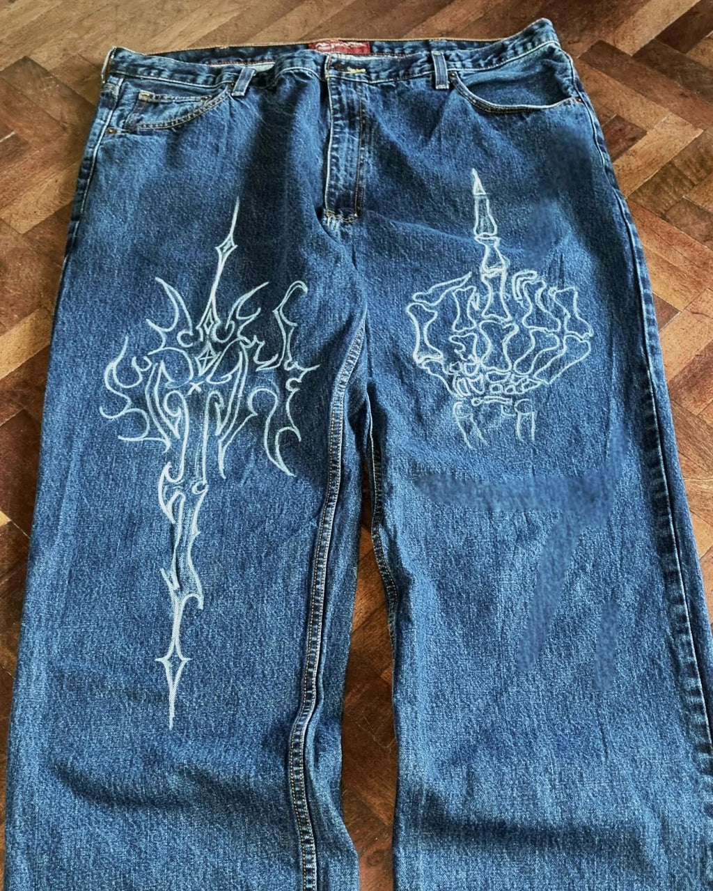 Summer Y2K Vintage Washed Floral Print Wide Leg Jeans Women High Waist Baggy Boho Comfort Loose Fit Pants Daily TikTok Viral