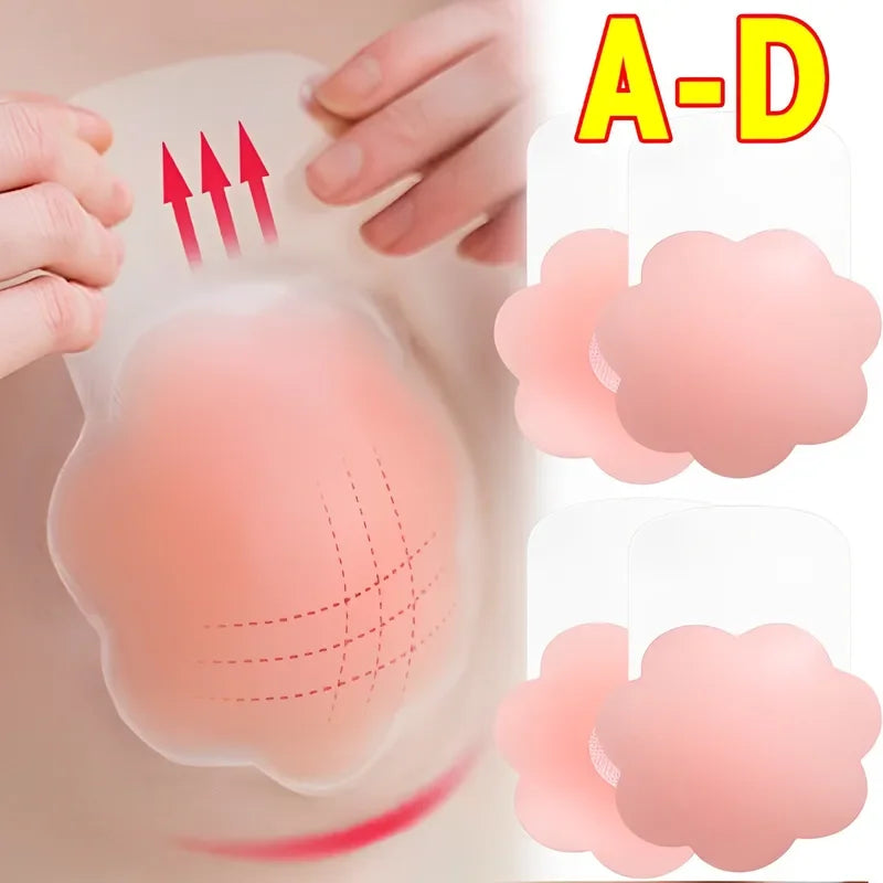 Reusable Women's Chest Petals Lift Silicone Nipple Cover Invisible Flower Leaf Self Adhesive Strapless Backless Stic