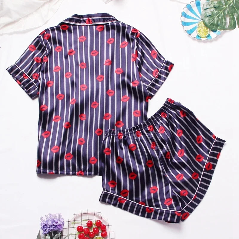 Spring Autumn pajama women Silk Satin pajamas set Long sleeve Shirt with Trouser Sleepwear Loungewear Female Pyjamas Suits Mujer