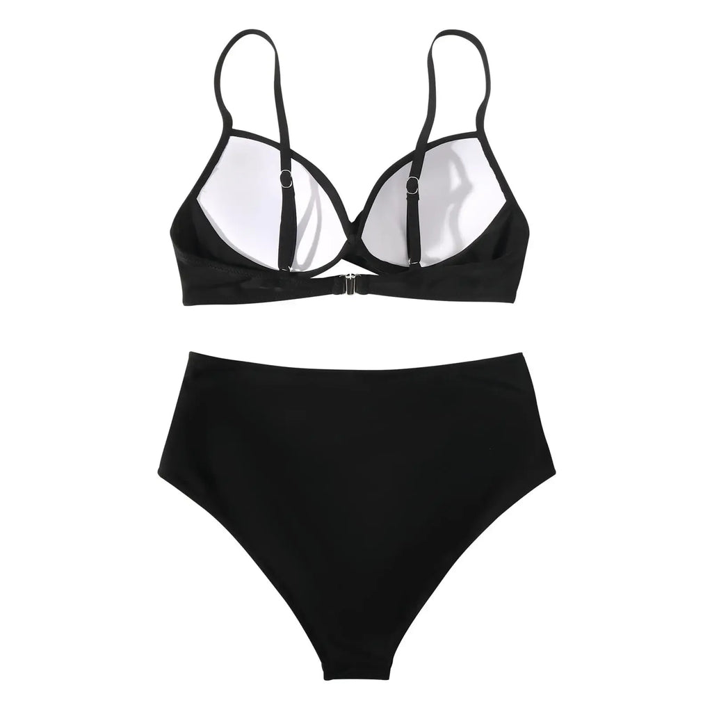 Slimming High Waist Bikini Set Women's Multi-Color Hard Bag Gathered Bikini Ideal for plus Size Swimsuits And Beachwear