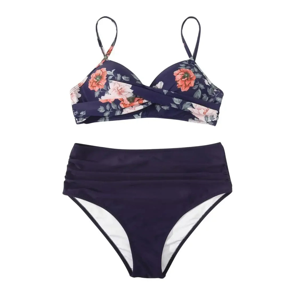 Slimming High Waist Bikini Set Women's Multi-Color Hard Bag Gathered Bikini Ideal for plus Size Swimsuits And Beachwear