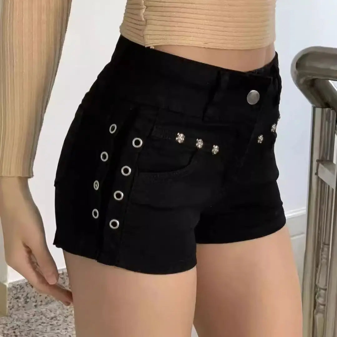 Shorts Women Skinny Creativity Lace-up Popular Streetwear Daily Personality Students Holiday Fashion Sexy American Retro Leisure