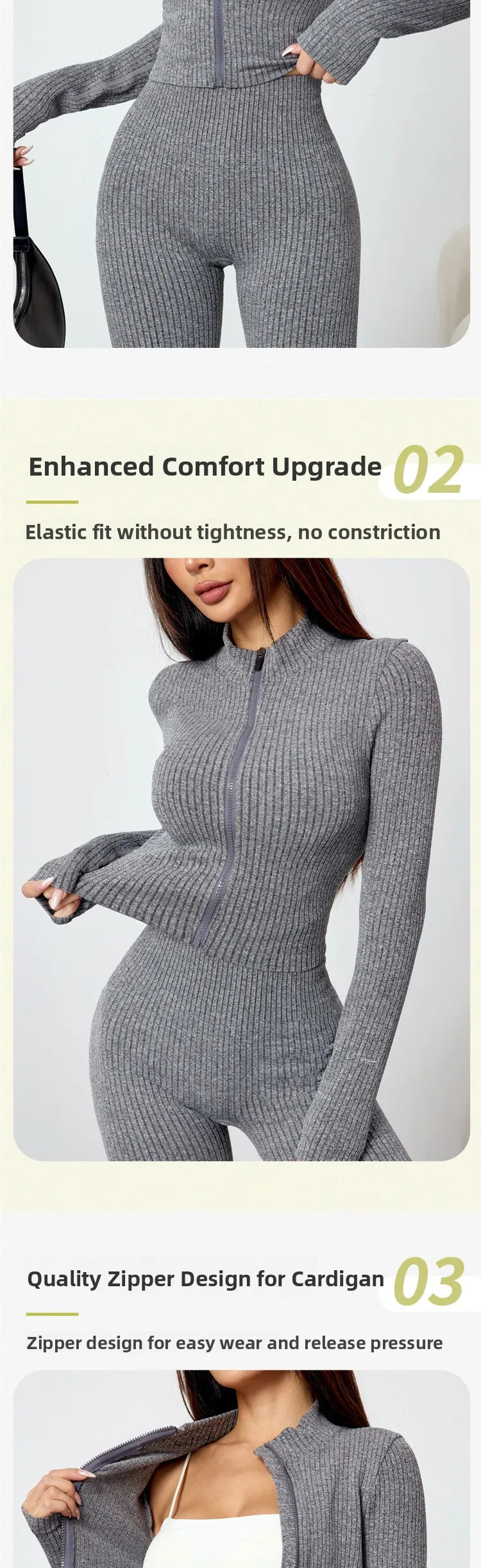 Women's Tight Fitness Yoga Outfit Set with Long Sleeves And Zipper Autumn Winter Sports Jacket And Bell Bottom Pants