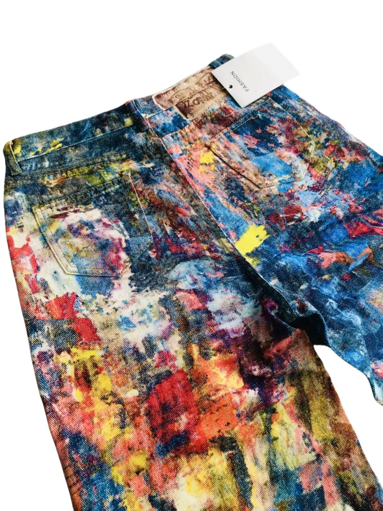 2026 Cyber Y2K Fashion Colorful Graffiti Paint Baggy New Jeans Pants For Women Clothing Gothic Wide Leg Lady Trousers Ropa Mujer