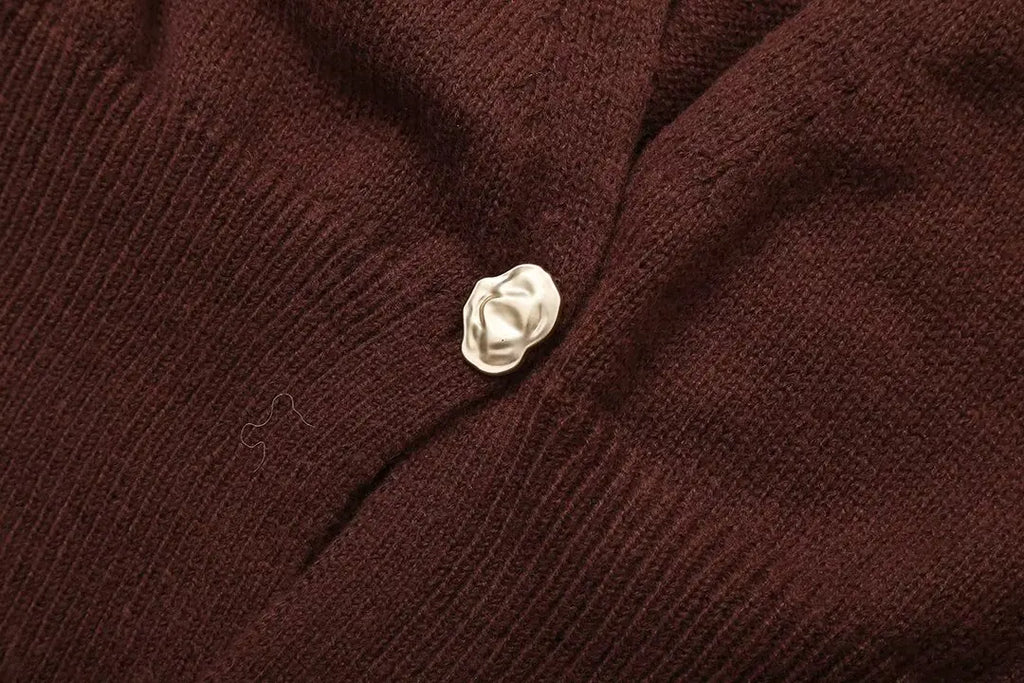 HH Woman Autumn Long Sleeves Slim Casual Sweater High Street Coat Women Solid Single Button Deep V-Neck Knitted Cardigan