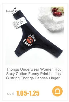 G string Underwear Women Hot Sexy Lingerie Panties Cotton Thongs T back Lingerie Ladies Funny Print T-Back Underwear