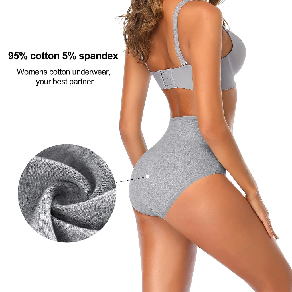 4pcs/pack High Waisted Postpartum Underwear Womens Cotton Underwear Soft Breathable Full Coverage Stretch Panties