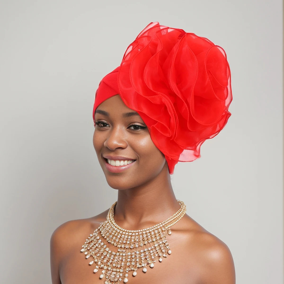 Exaggerated Large Flower Turban Hat for Women Nigeria Wedding Party Headwear Afrcian Female Head Wraps
