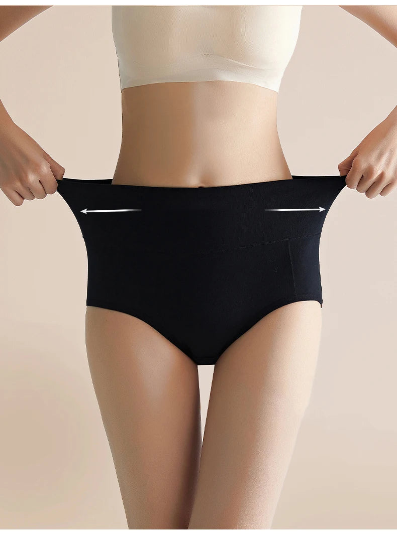 3Pcs High Waist Women's Panties Leak Proof Menstrual Pants Widen Period Underwear Cotton Physiological Plus Size Female Briefs