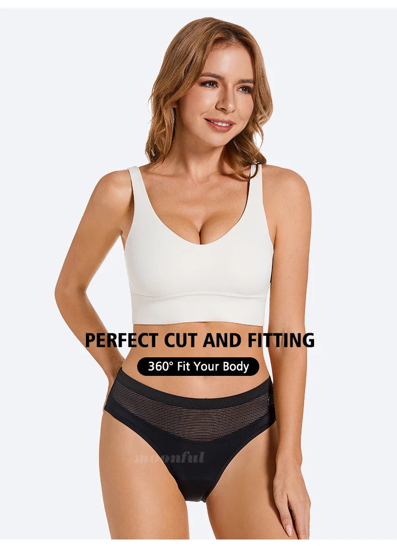 4 Layer Period Panties for Women Bamboo Menstrual Panties Breathable Lace Menstruation Brief Bragas Menstruales