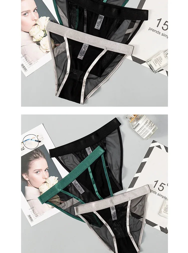 Women Sexy Mesh Transparent Panties Gauze Lace Lingeries Female Soft Solid Color Briefs Underpants Lenceria Para Damas Lingerie
